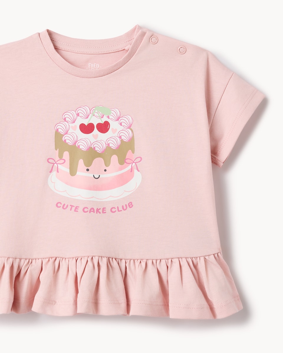image 1 of F&F Baby 2-Piece Cotton Rich Cake Set in Pink