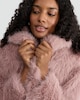 image 2 of F&F Faux Fur Shawl Collar Coat in Pink