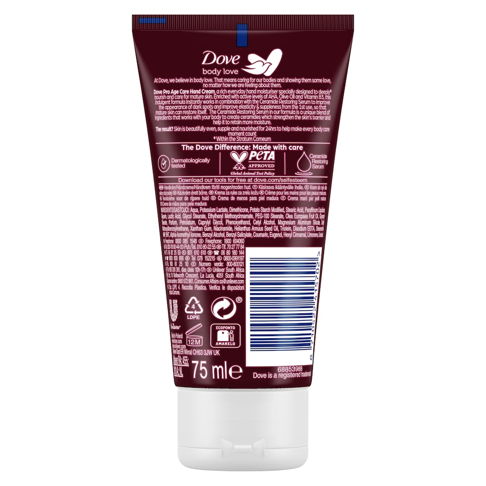 image 1 of Dove Pro Age Nourishing Body Care Hand Cream 75Ml