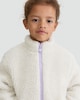 image 3 of F&F Girls Fleece Textured Zip Up Jacket in Cream