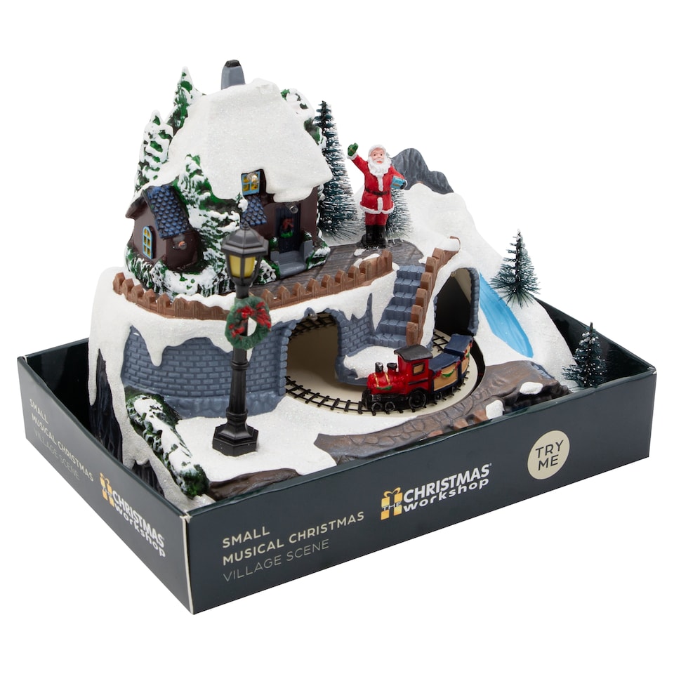 image 1 of Christmas Workshop Small Light Up Musical Christmas Village Scene
