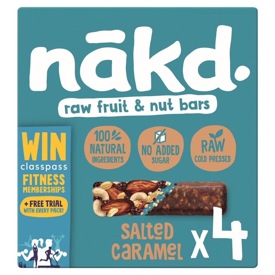 nakd. Salted Caramel Fruit & Nut Bars Multipack 4 x 35g Tesco Groceries