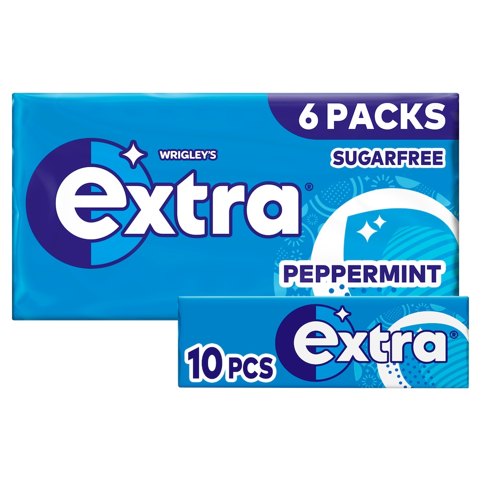 Extra Peppermint Sugarfree Chewing Gum Multipack 6x10 Pieces