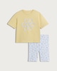 image 4 of F&F Girls 2-Piece Pure Cotton Flower T-Shirt and Cycling Shorts in Yellow