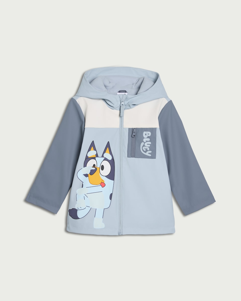 image 1 of Bluey Printed Zip Up Raincoat in Blue