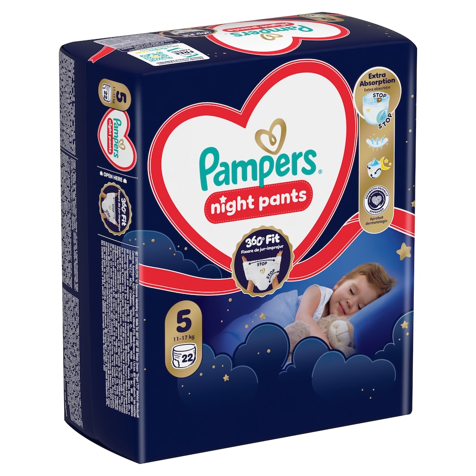 image 1 of Pampers Night Nappy Pants Size 5, 22 Nappies, 11kg-17kg