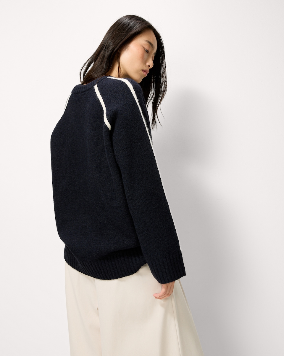image 1 of F&F Tipped Knitted Jumper with Wool in Navy