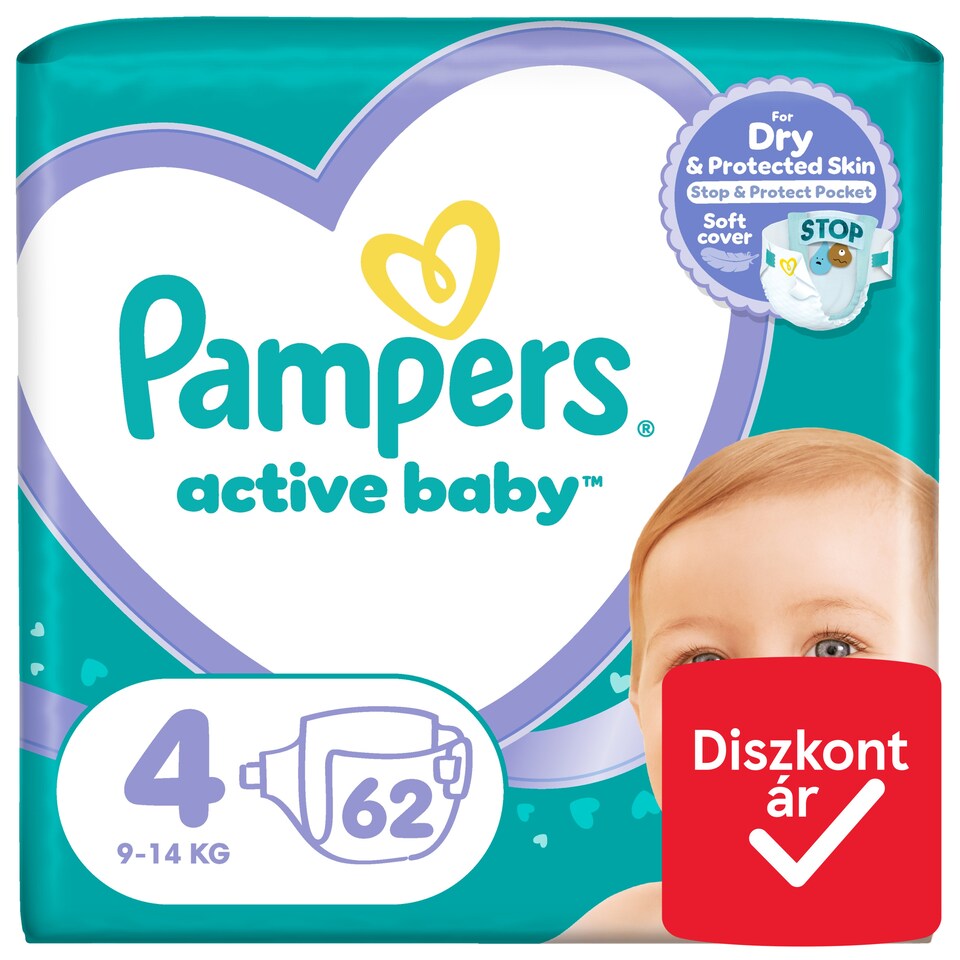 image 1 of Pampers Active Baby Size 4, 62 Nappies, 9kg-14kg