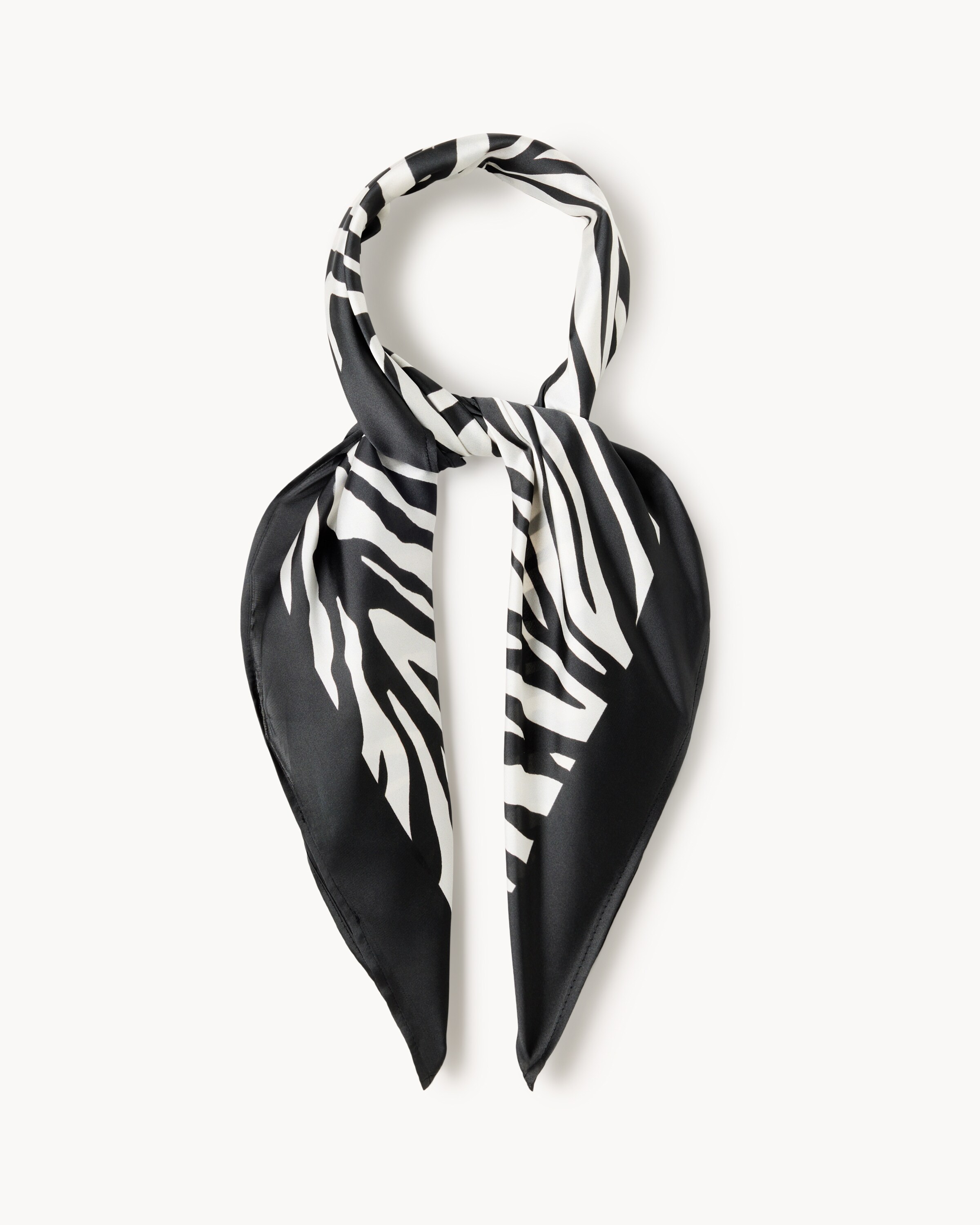 F&F Satin Zebra Print Scarf in Multi Black White, One Size, Womens