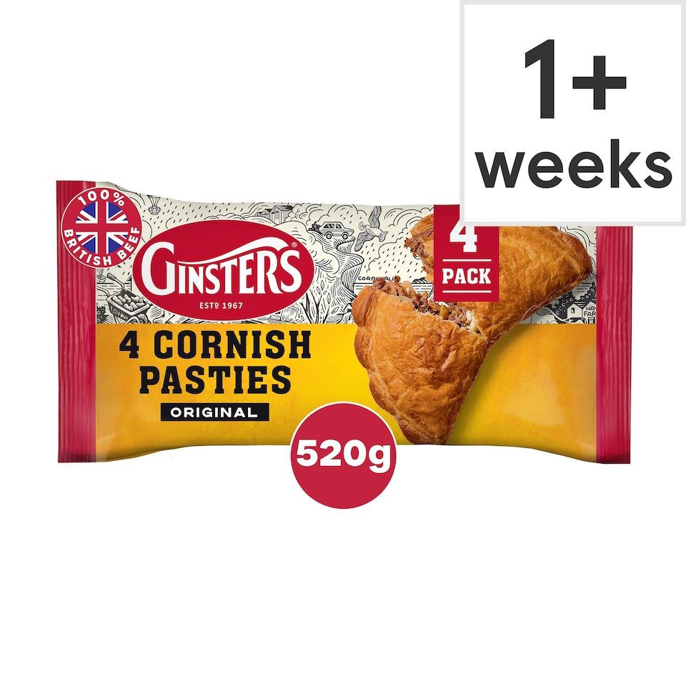 image 1 of Ginsters 4 Cornish Pasties Original 520g