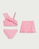 image 1 of F&F Girls 3-Piece Ruffle Trim Swim Set in Pink