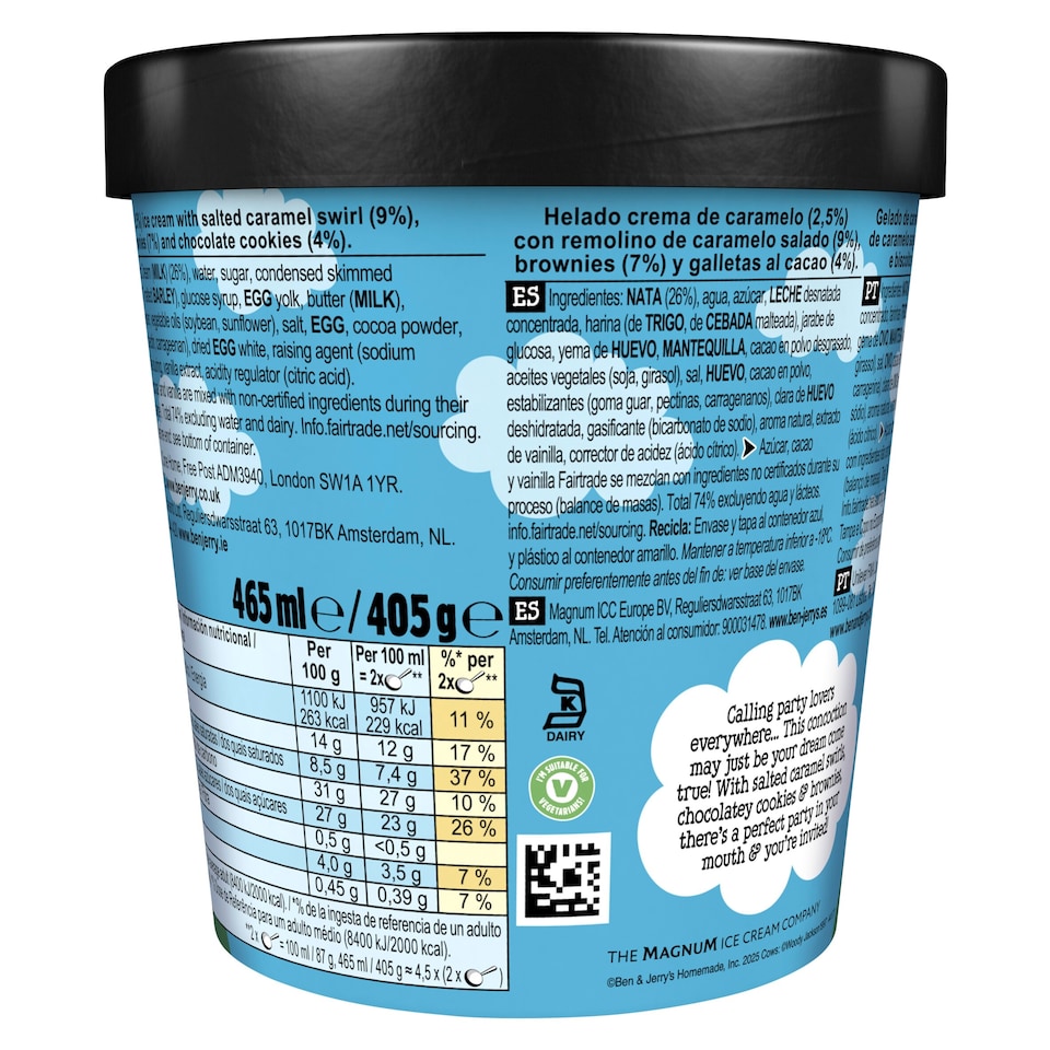 image 1 of Ben & Jerry's Caramel Brownie Party Ice Cream Tub 465ml