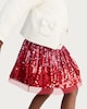 image 1 of F&F Girls Sequin Embellished Tulle Skirt in Multi Red