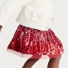 F&F Girls Sequin Embellished Tulle Skirt in Multi Red
