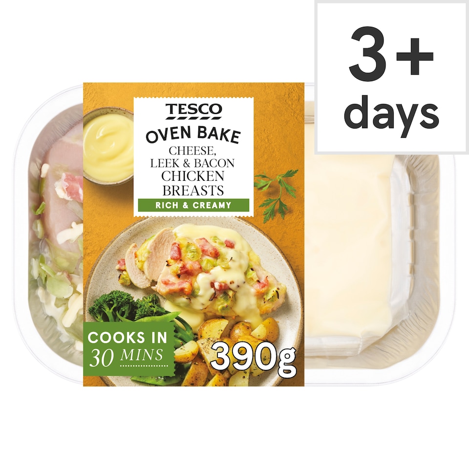 Tesco Cheese Leek & Bacon Chicken Breasts 390G