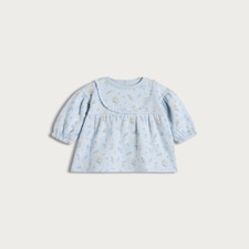 F&F Baby Cotton Rich Floral Print Sweat Dress in Blue
