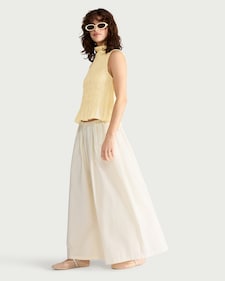 F&F Pure Cotton Shirred Sleeveless Top in Yellow