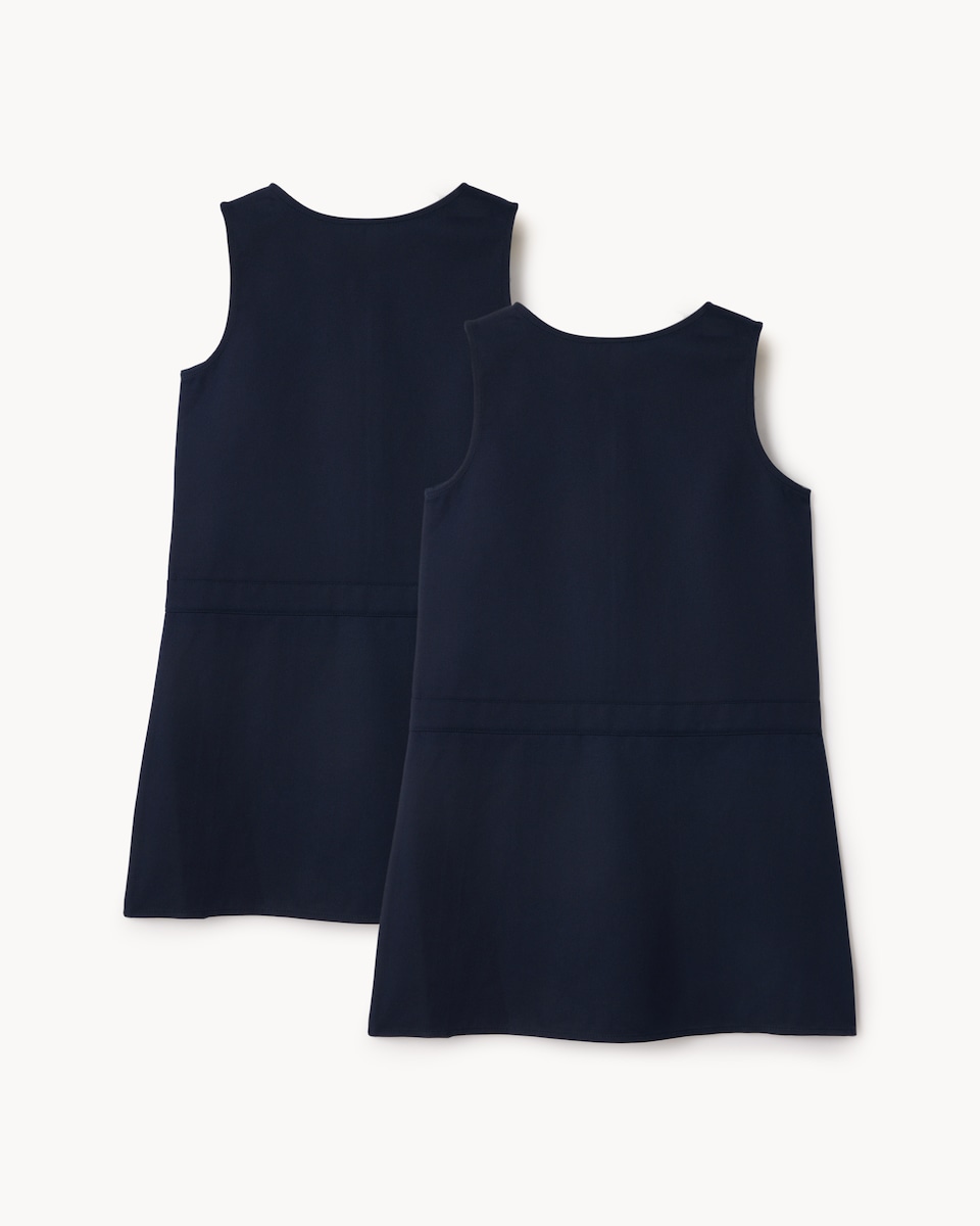 image 1 of F&F Girls School 2-Pack Generous Fit Pinafores in Navy