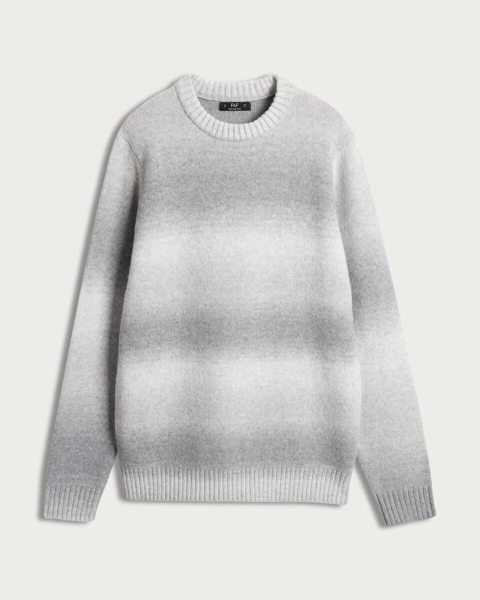 image 1 of F&F Knitted Ombre Pattern Jumper with Wool in Grey