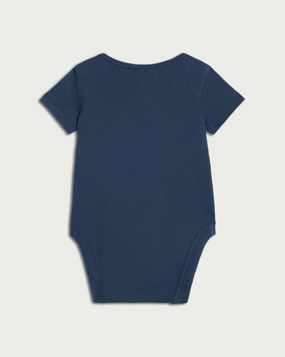 image 1 of F&F Baby Pure Cotton Our First Father's Day Short Sleeved Bodysuit in Navy