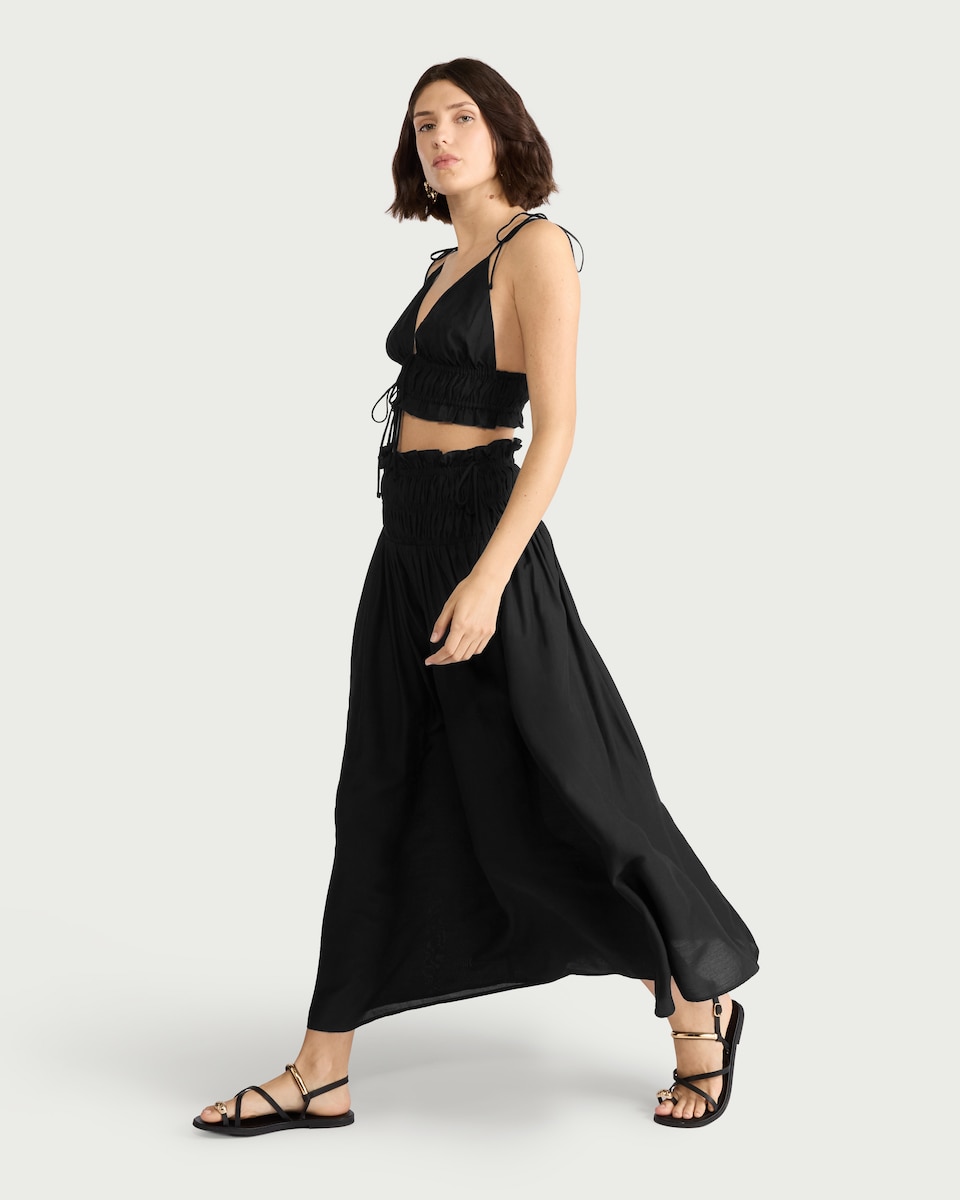 image 1 of F&F Maxi Beach Skirt in Black