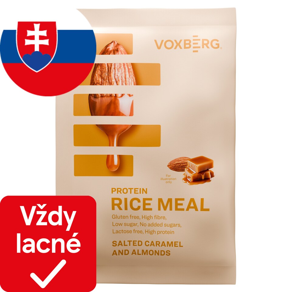 Voxberg Sypká zmes na prípravu ryžovej kaše s príchuťou slaného karamelu a s kúskami mandlí 60 g