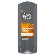 Dove Men+Care Sandalwood + Vanilla Nourishing Shower Gel for Body, Face & Hair 400 ml