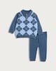 image 1 of F&F Baby 2-Piece Argyle Knitted Polo Top and Joggers Set in Navy
