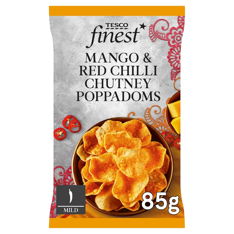 Tesco Finest Mini Mango & Chilli Poppadoms 85g 