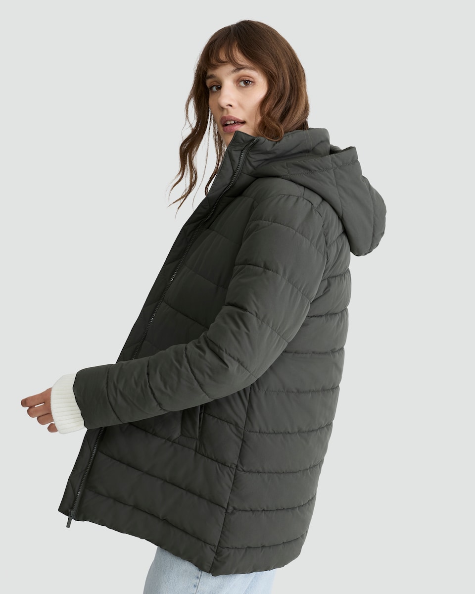 image 1 of F&F Quilted Shower Resistant Coat in Khaki
