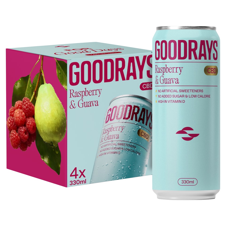 image 1 of Goodrays CBD Raspberry & Guava Drink 4 x 330ml