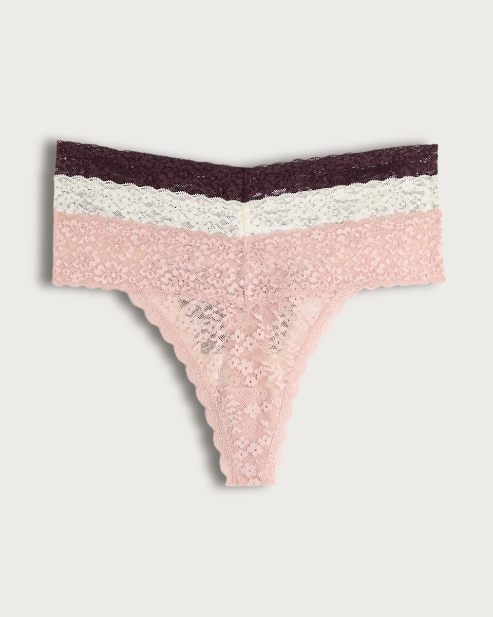 F&F 3-Pack Lace Thongs in Multi