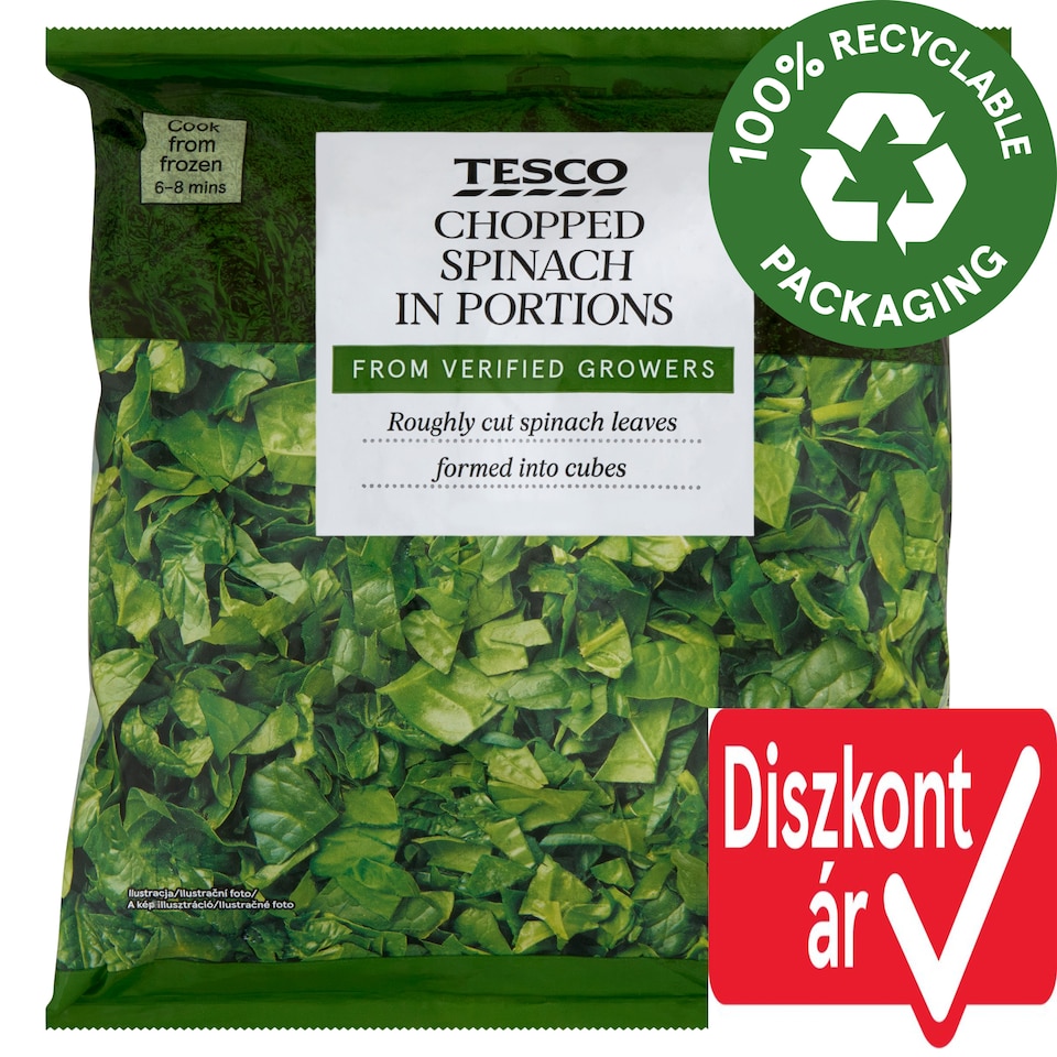 Tesco gyorsfagyasztott aprított spenót adagok 450 g