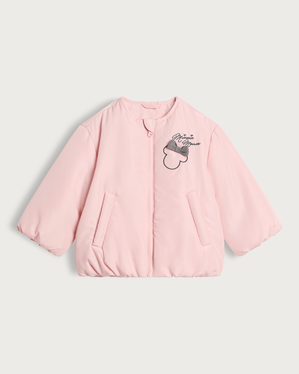 image 1 of Disney Minnie Mouse Puffer Jacket in Pink