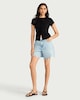 image 2 of F&F Cotton Rich Ribbed Button Up Top in Black