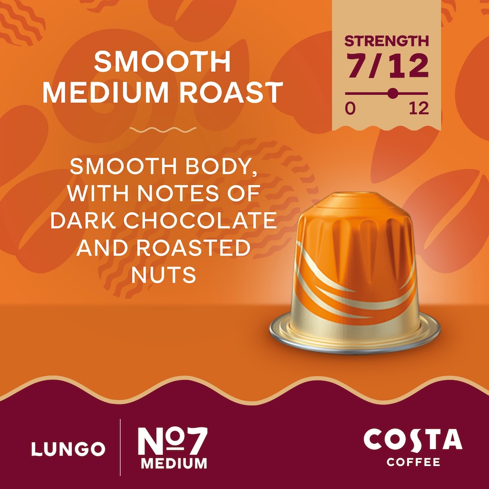 image 1 of Costa Coffee Smooth Medium Roast Lungo Coffee Capsules 10 Pack 52g