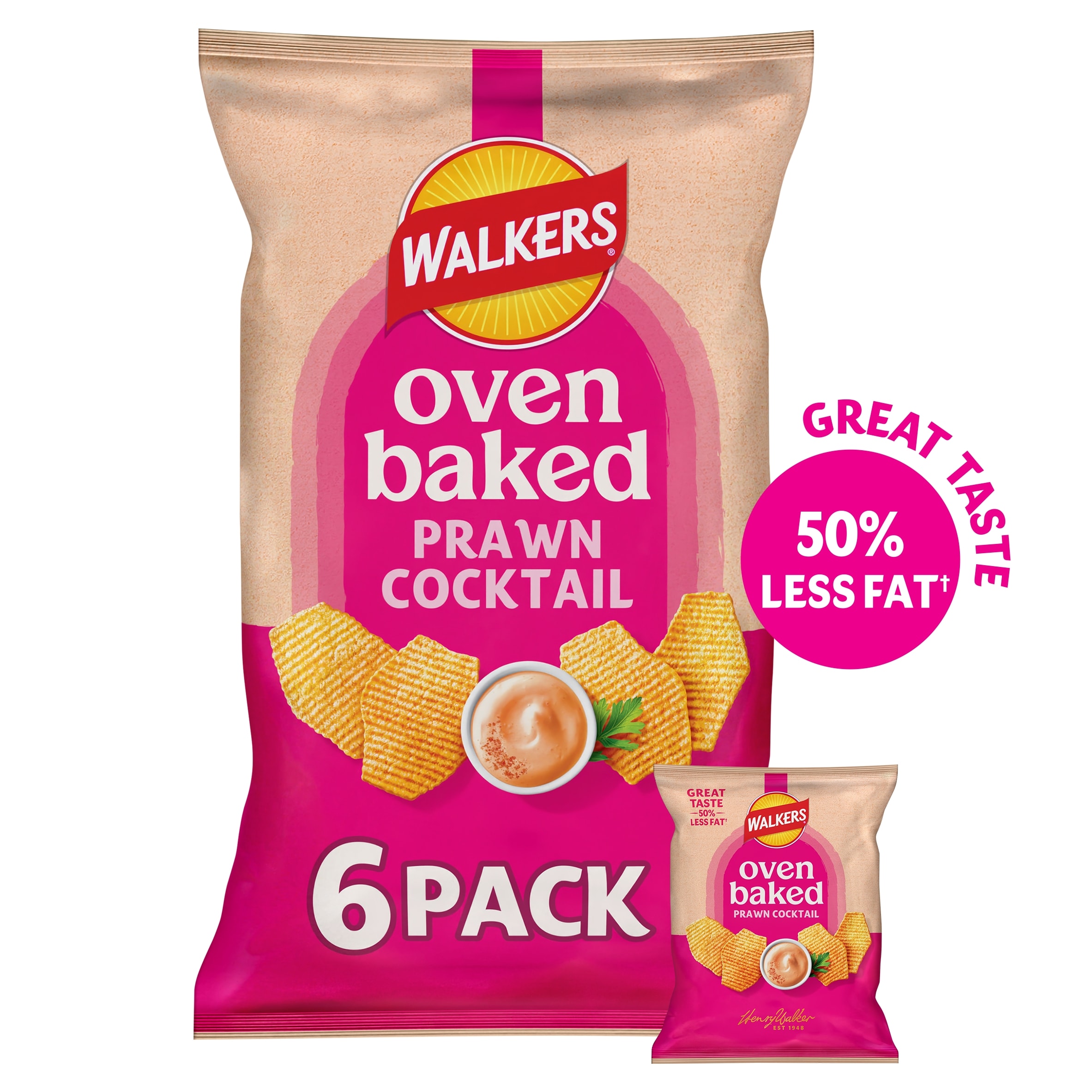 Walkers Baked Prawn Cocktail Multipack Crisps 6x22g