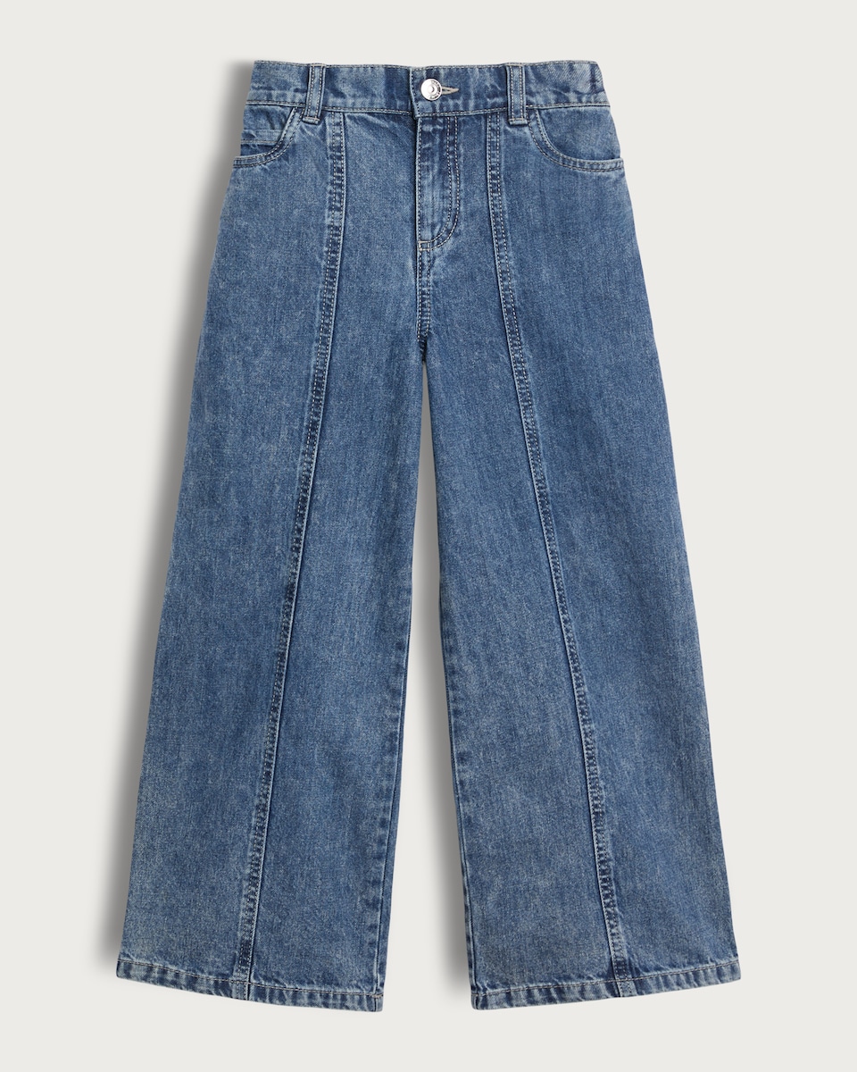 F&F Girls Pure Cotton Wide Leg Denim Jeans in Blue