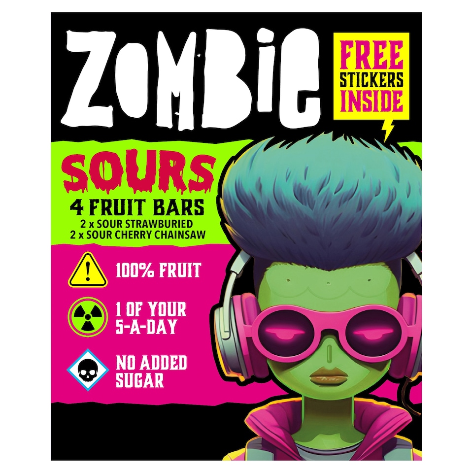 image 1 of Zombie Sours Fruit Bar Variety Multipack 4x25g