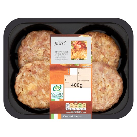 Tesco Finest Corn Fed Chicken Burgers 400G Tesco Groceries