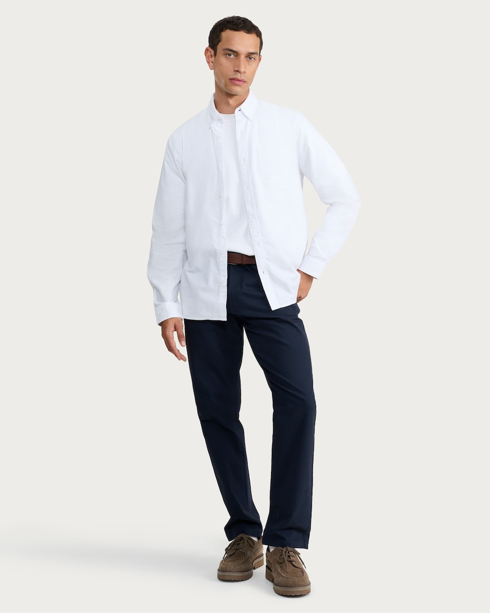 image 1 of F&F Pure Cotton Brushed Button Down Oxford Shirt in White