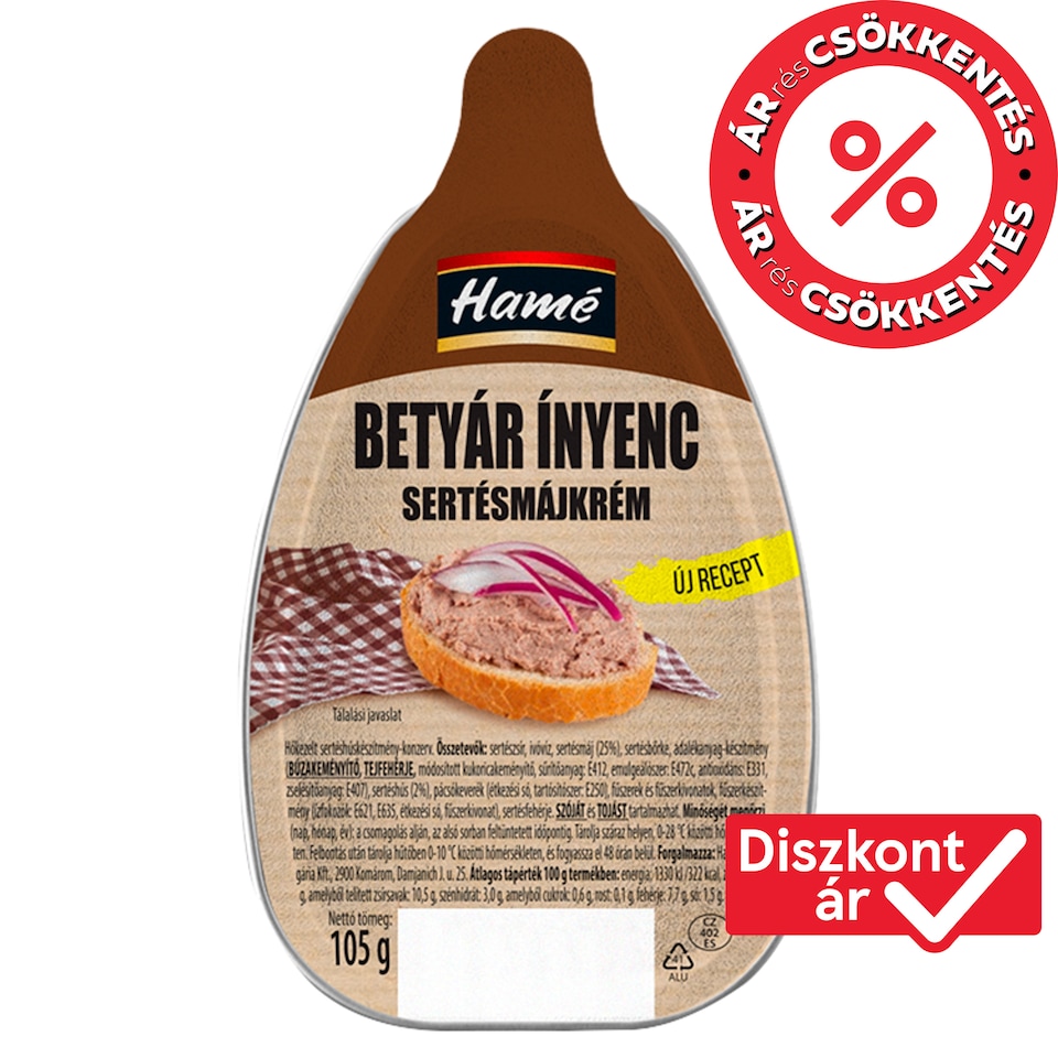 Hamé Betyár ínyenc sertésmájkrém 105 g  1. kép
