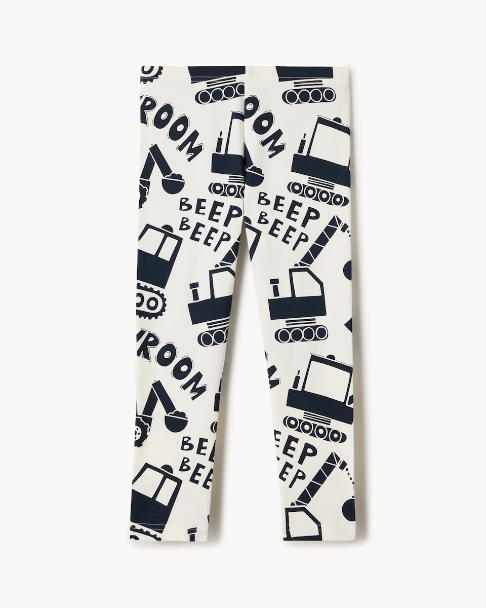 image 1 of F&F Boys 2-Pack Cotton Rich Digger Print Leggings in Burgundy