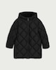 image 4 of F&F Girls Quilted Shower Resistant Longline Coat in Black
