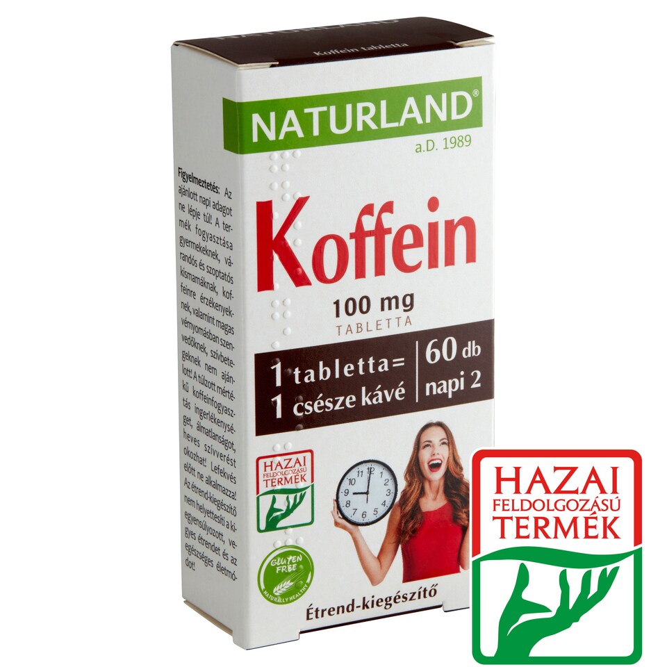 Naturland 100 mg Caffeine Food Supplement Tablet 60 pcs 11,01 g