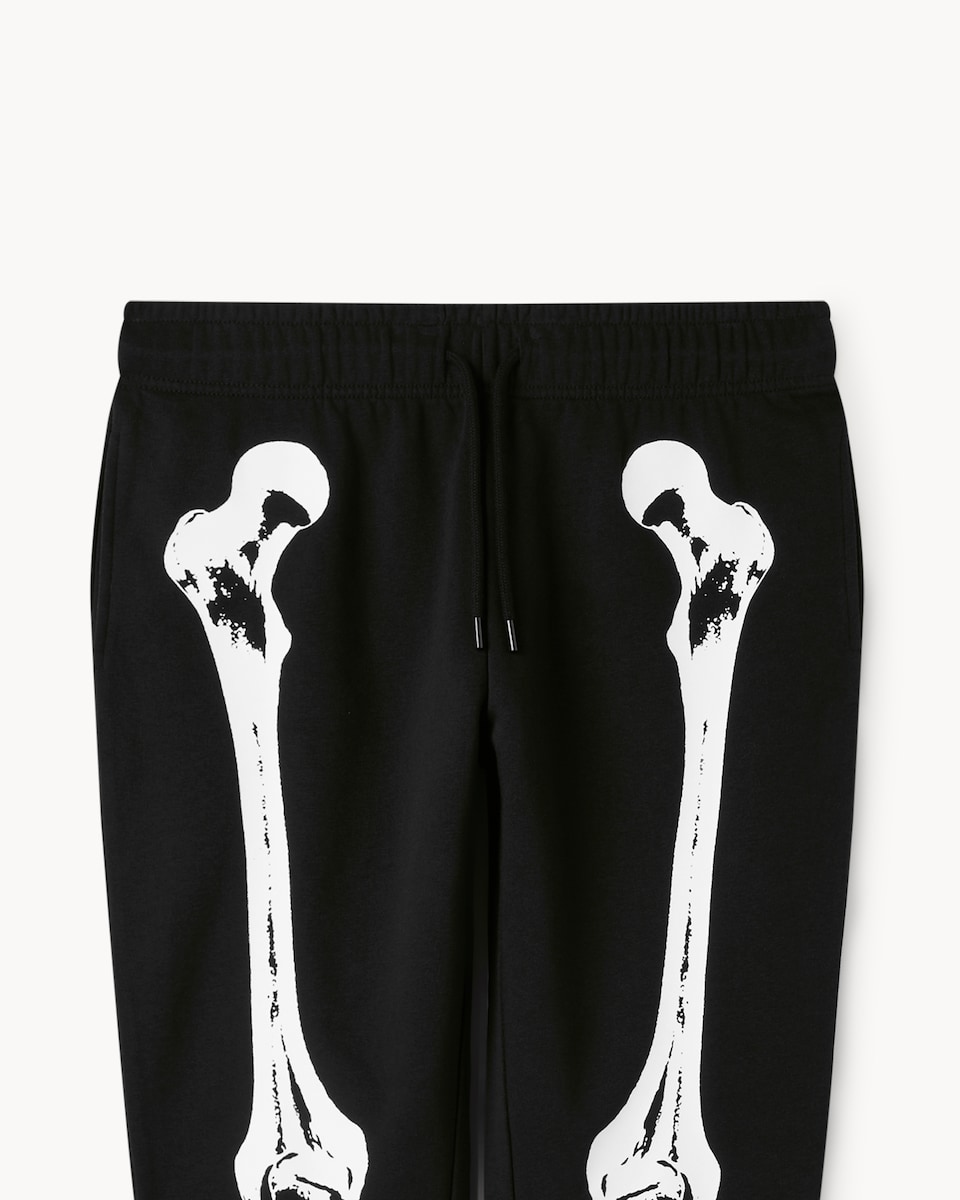 image 1 of F&F Cotton Rich Halloween Skeleton Joggers in Black