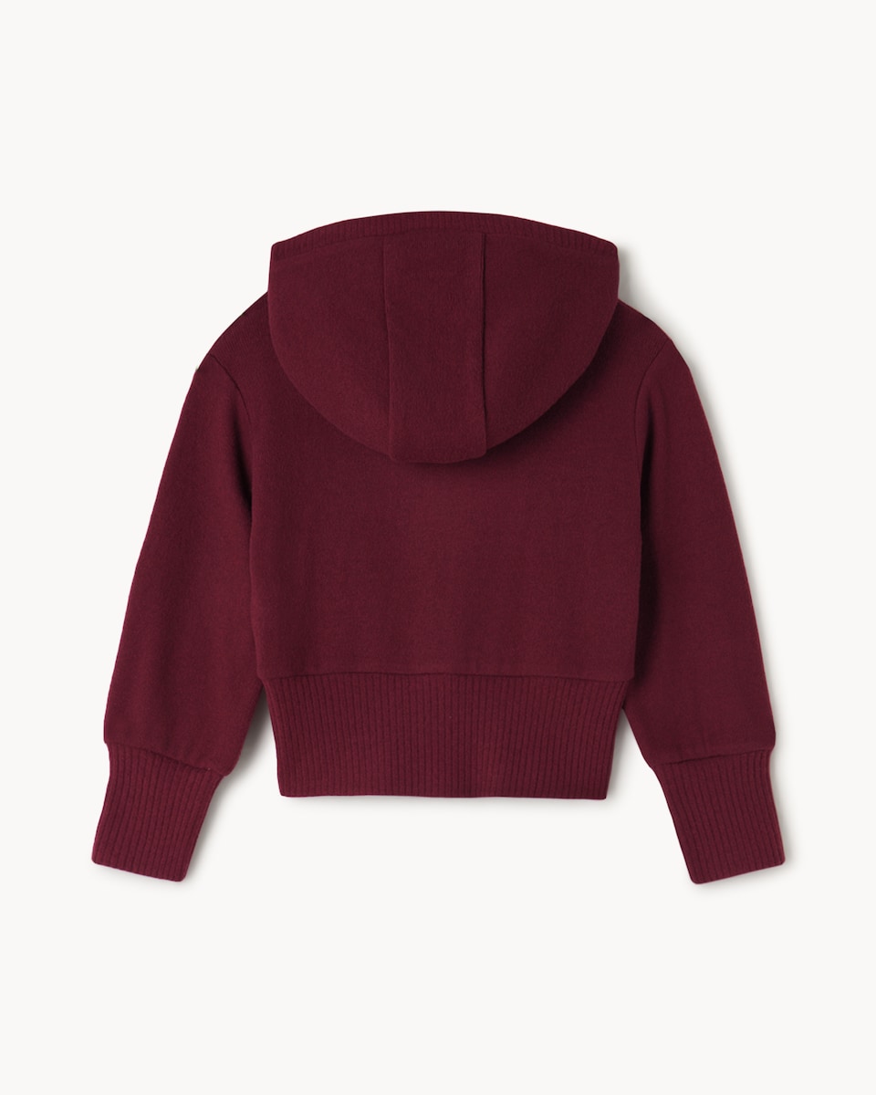 image 1 of F&F Girls Textured Hoodie and Wide Leg Trousers Set in Burgundy