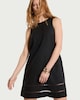 image 1 of F&F Ladder Trim Hem Sleeveless Mini Dress with Linen in Black
