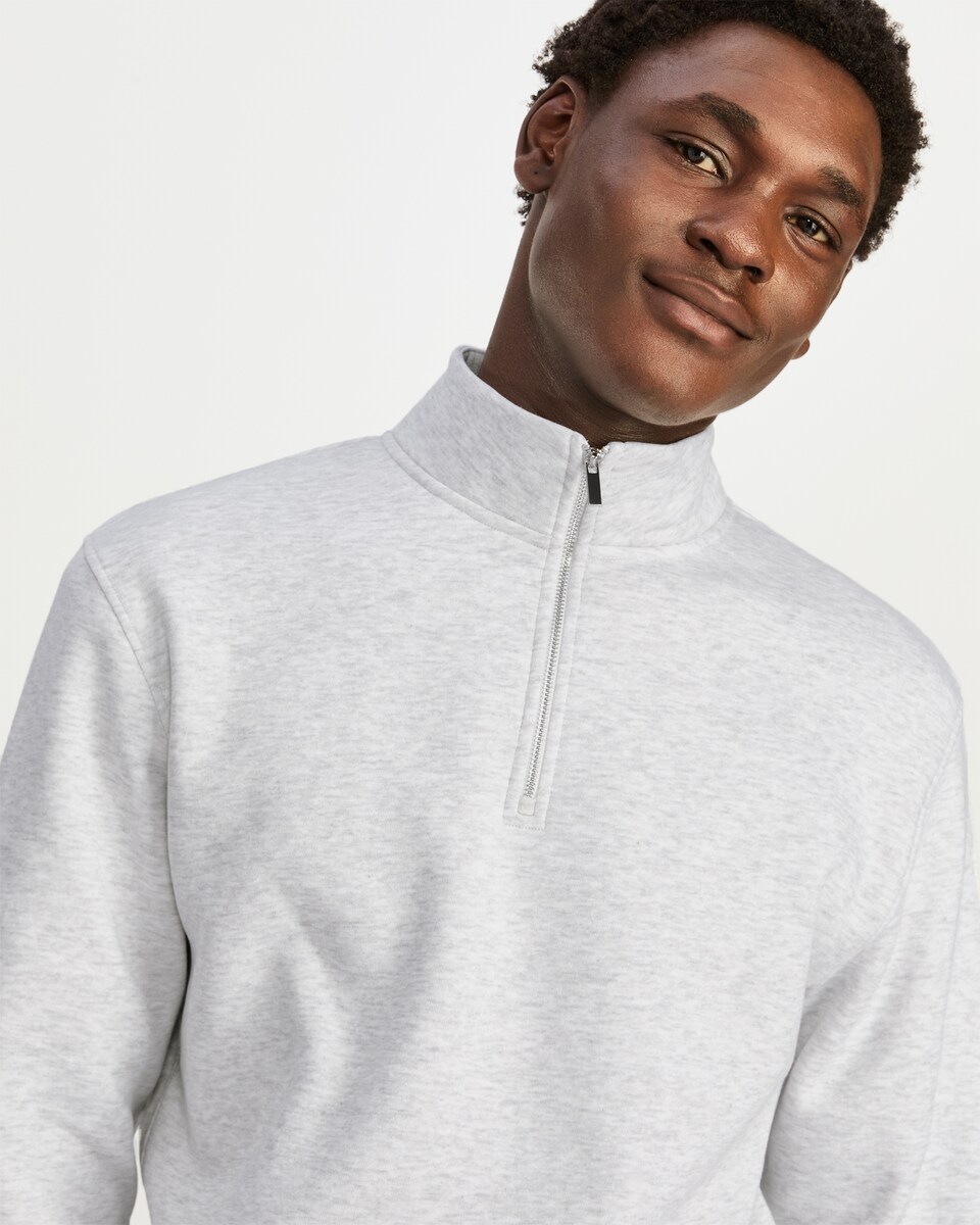 image 1 of F&F Cotton Rich Half Zip Funnel Neck Sweatshirt in Grey Marl