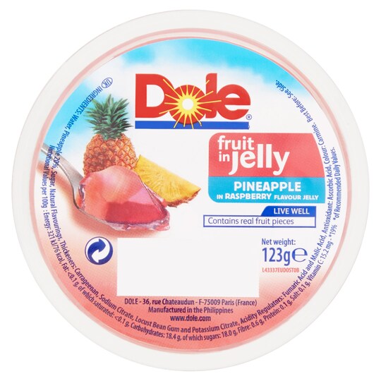 Dole Pineapple In Raspberry Jelly123g Tesco Groceries